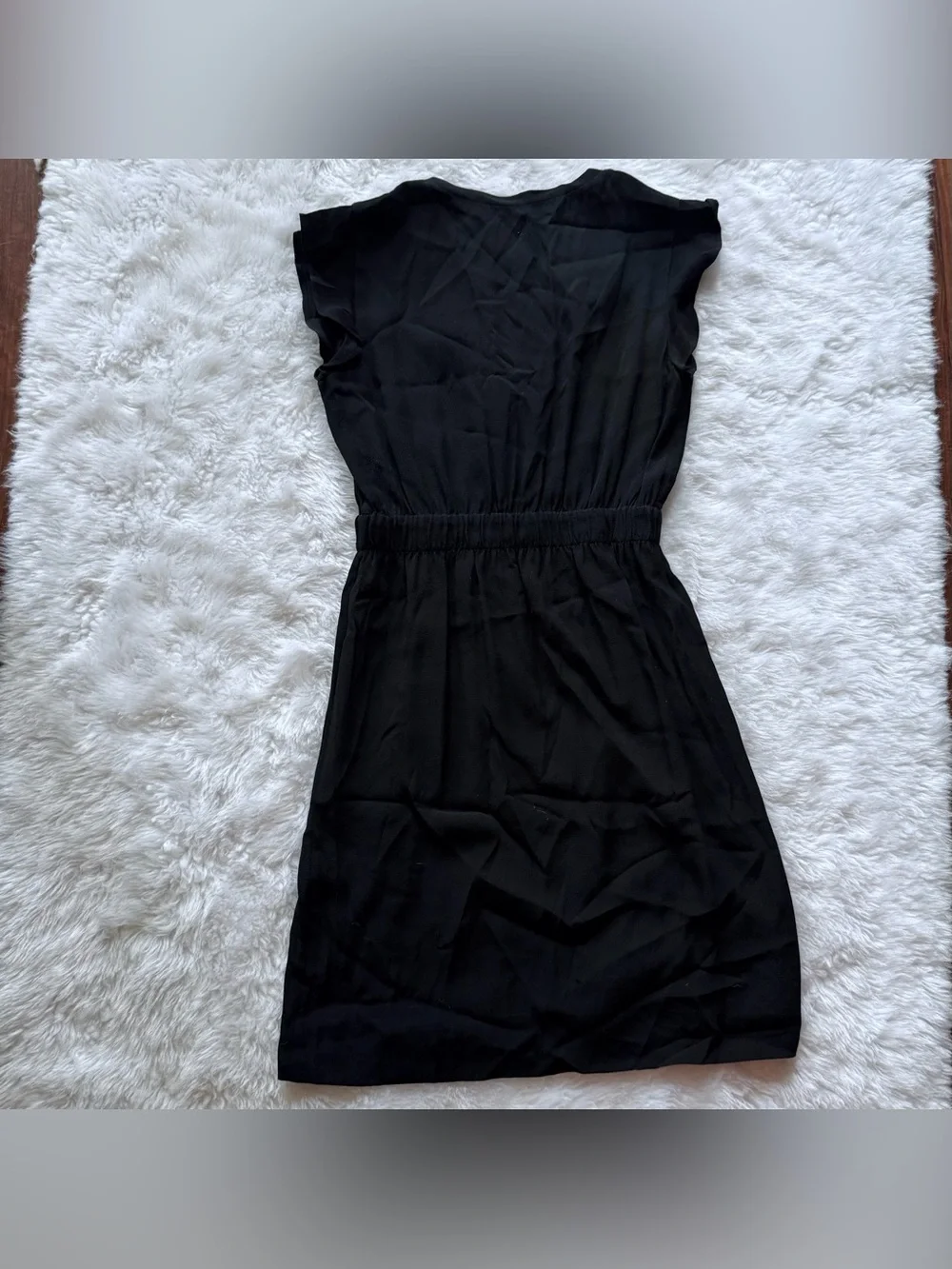 Kate Spade black crepe ruffle sleeve mini dress